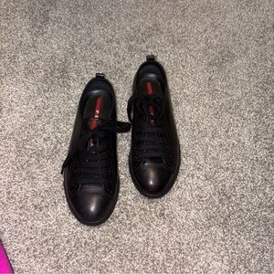 Black Leather Prada Sneakers
